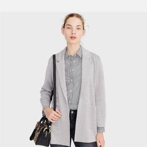 Light Gray Open-Front Sweater Blazer